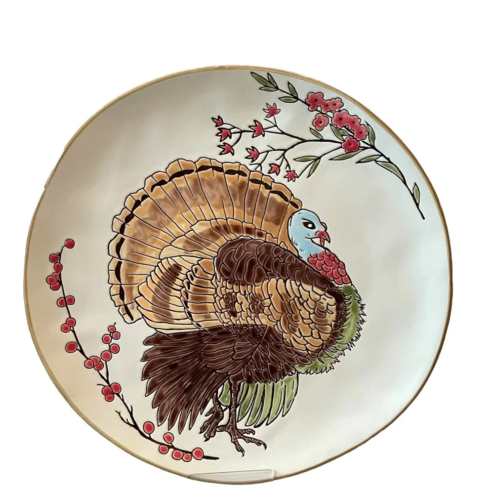 Spectrum Designz Thanksgiving Turkey Dinner Plates 11in Set of 4 New